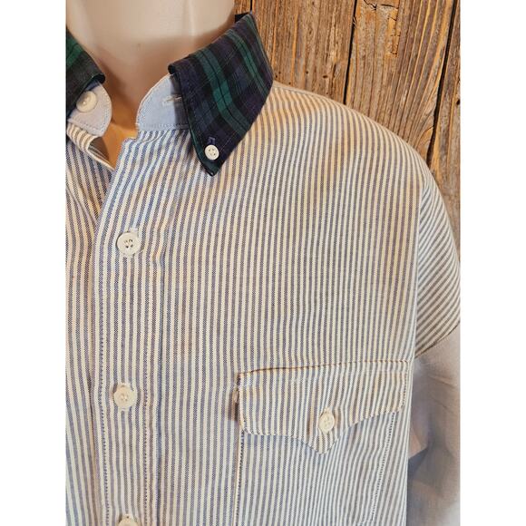 Panhandle Slim vintage chambray striped long sleeve button up XL 17.5 western ^ - Picture 2 of 10